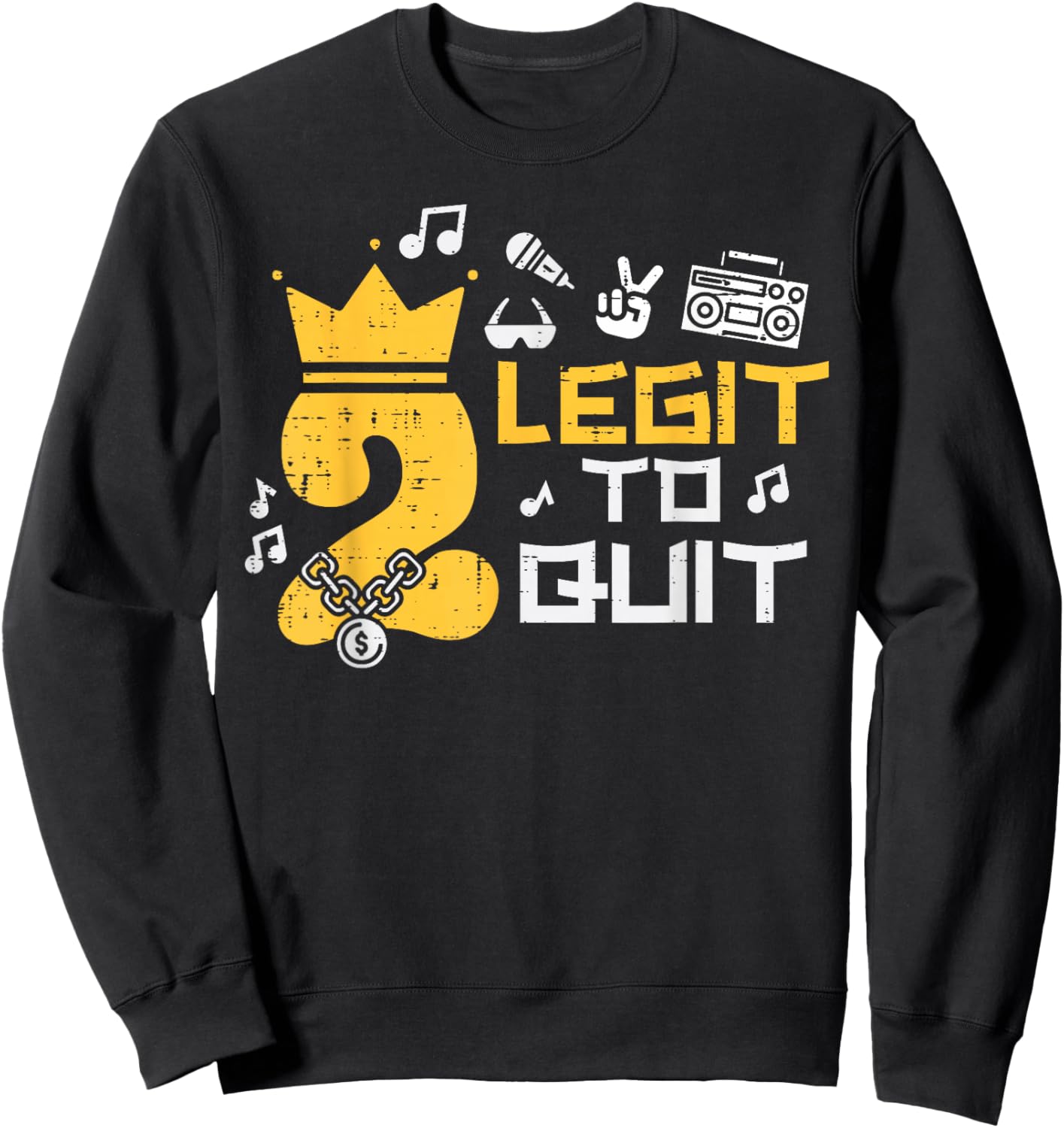 2nd Birthday 2 Legit To Quit Crown Boys Girls Toddler Kids Sweatshirt - Sweatshirt | Black