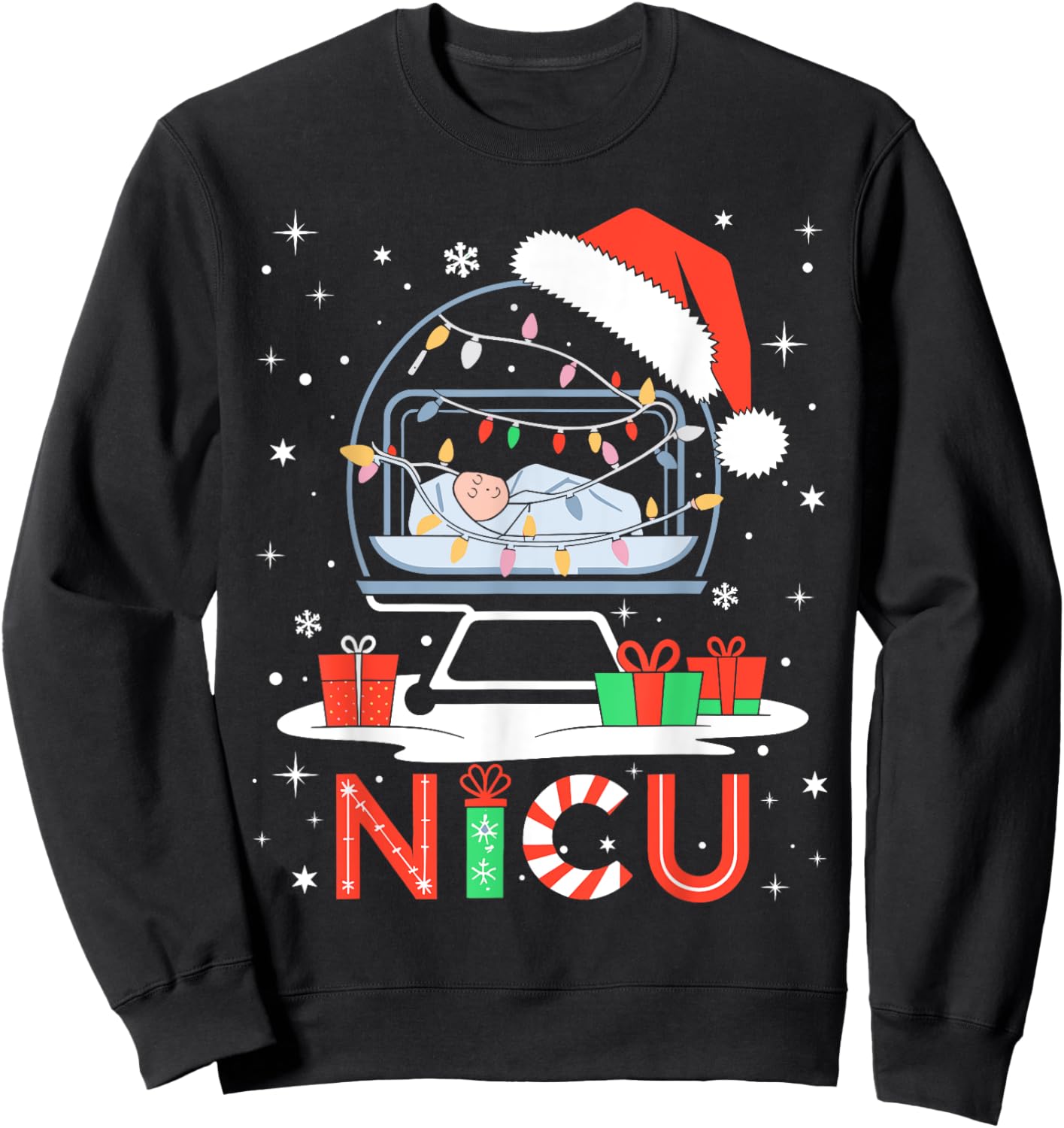 Neonatal Intensive Care Unit Xmas Funny Nicu Nurse Christmas Sweatshirt - Sweatshirt | Black