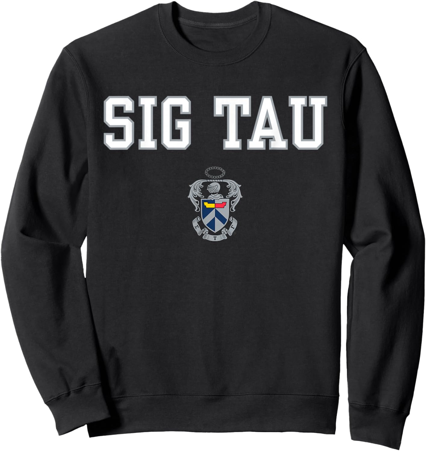 Licensed Sigma Tau Gamma White and Grey Crest Sweatshirt - Sweatshirt | Black
