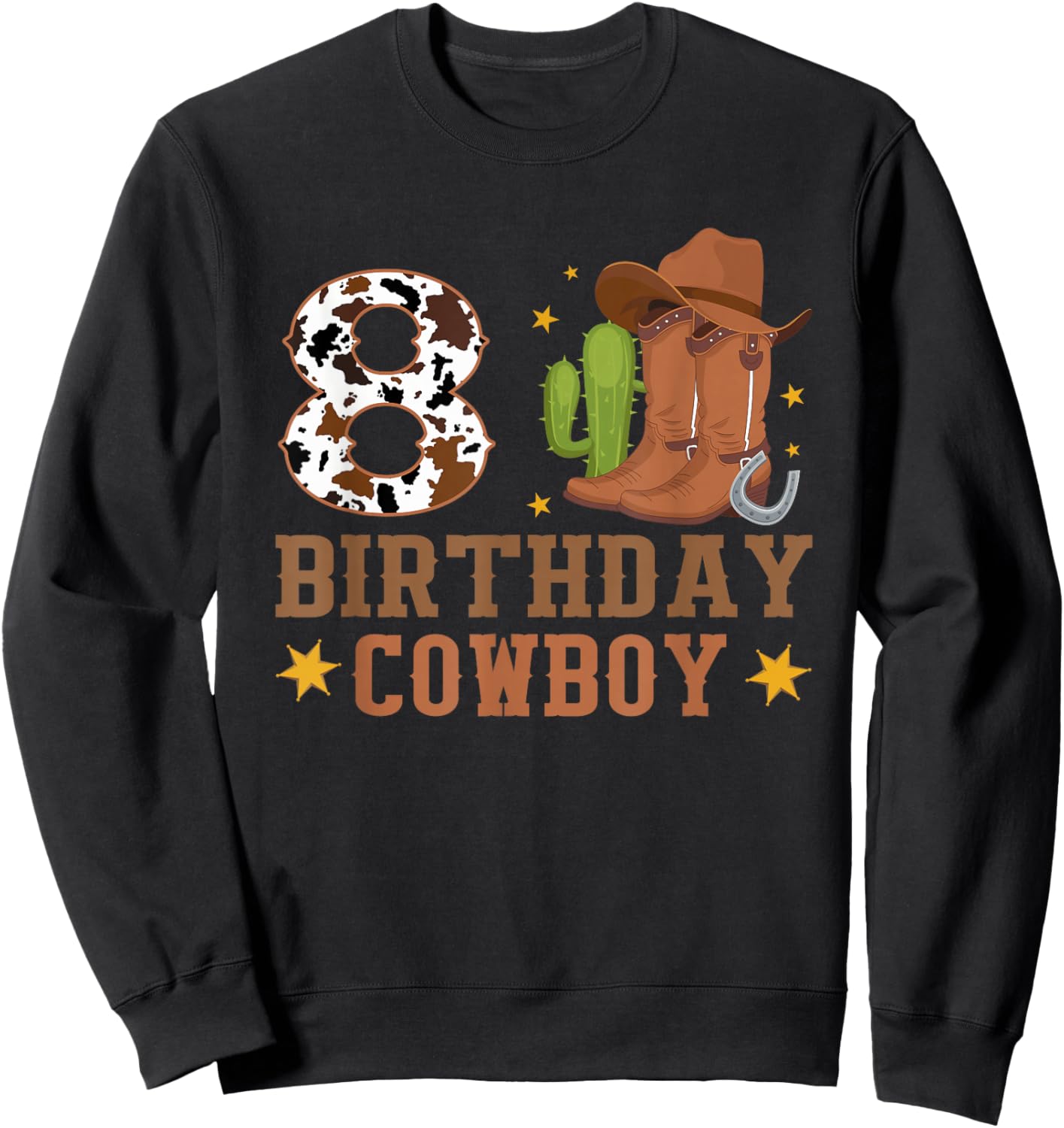 8th Birthday Rodeo Western Cowboy 8 Year Old Birthday Sweatshirt - Sweatshirt | Black