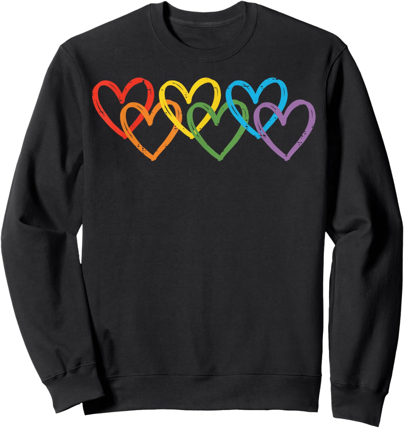 Gay Rainbow Hearts LGBTQ Pride Month Love Ally Men Women Sweatshirt - Sweatshirt | Black