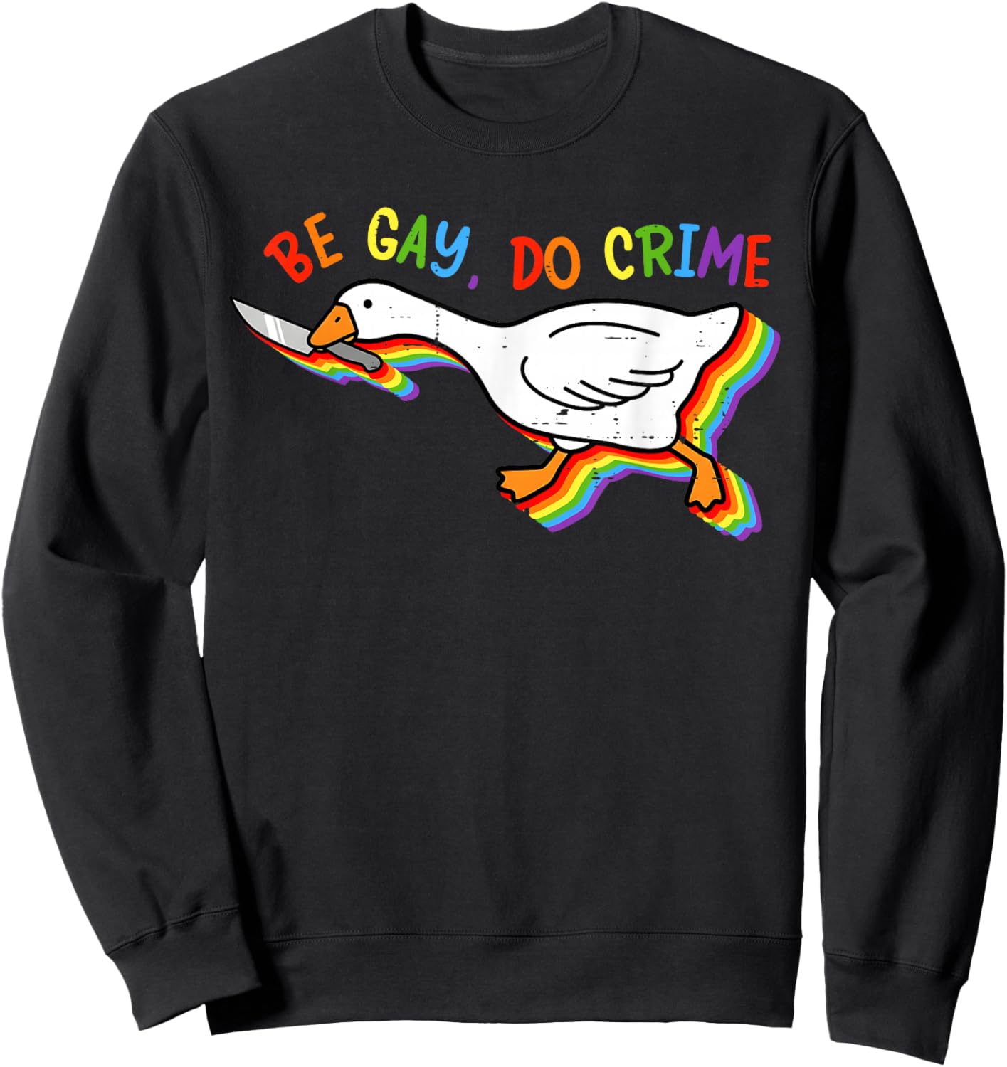Funny Rainbow Goose Be Gay Do Crime Pride LGBT Men Women Sweatshirt - Sweatshirt | Black