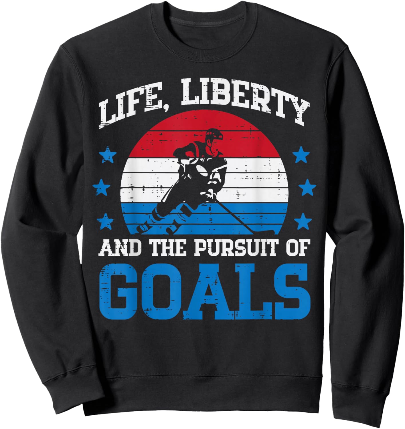 4th July Ice Hockey Life Liberty Goals Patriot Men Boys Kids Sweatshirt - Sweatshirt | Black