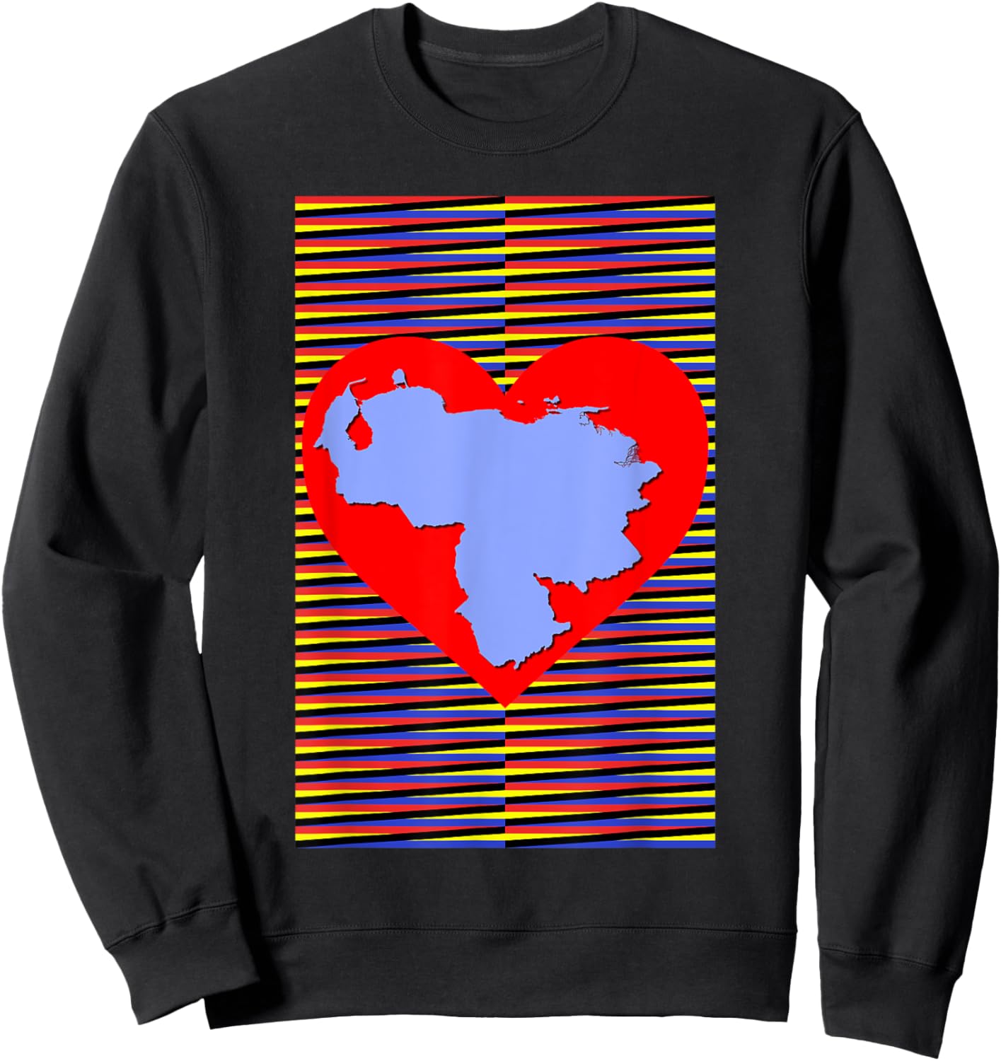 Venezuela map in heart, Venezuelan Chromatic Background Art Sweatshirt - Sweatshirt | Black