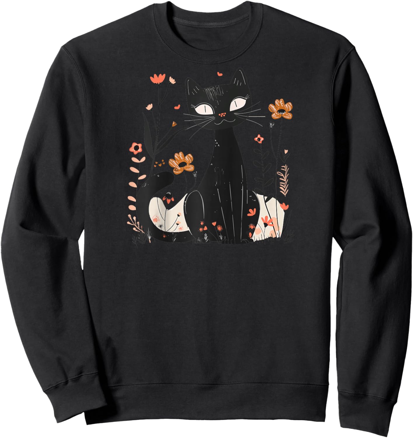 Black cat, Gothic Raglan Baseball Sweatshirt - Sweatshirt | Black