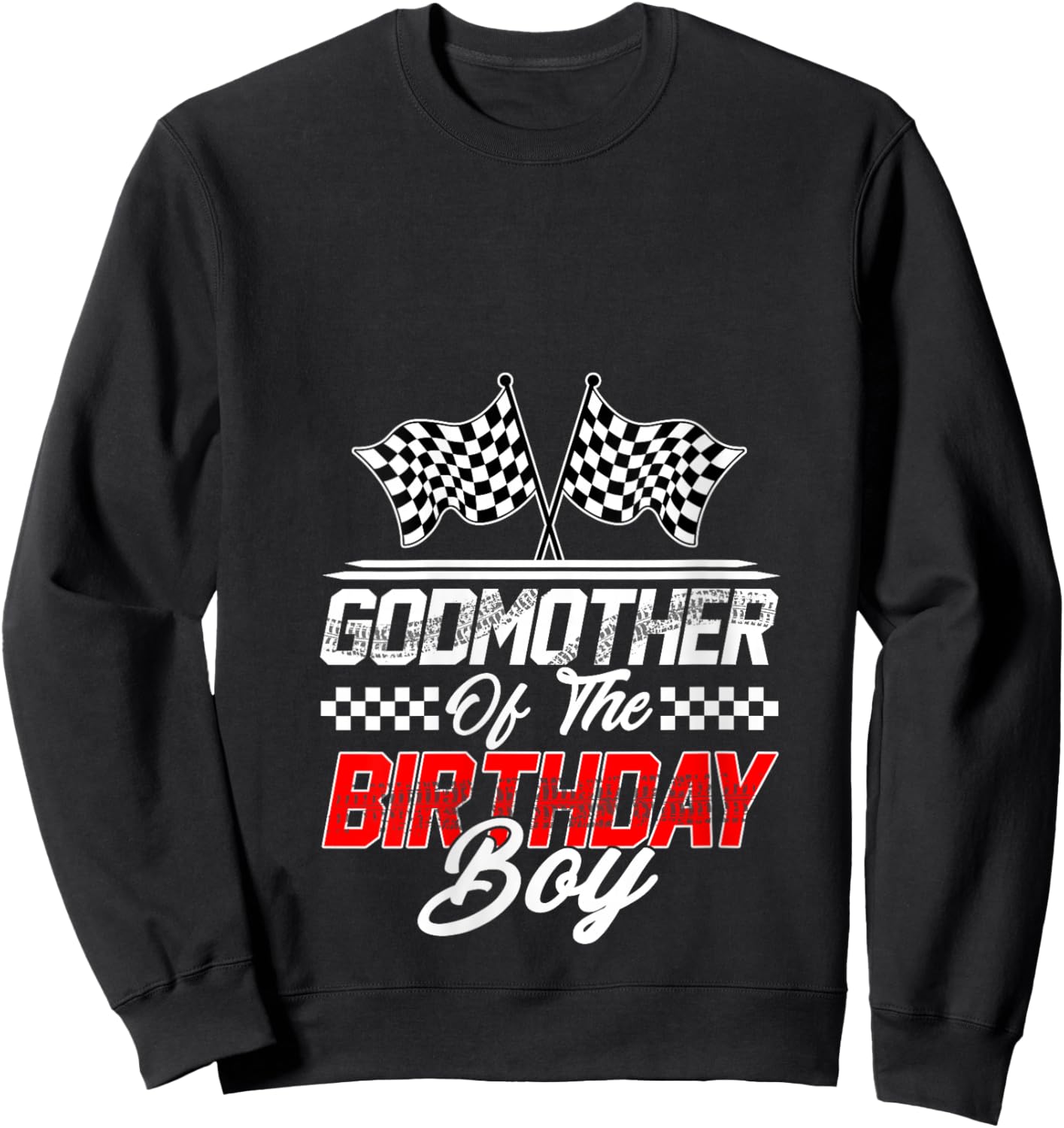 Women's Race Car Godmother of The Birthday Boy Racing Family V-Neck Sweatshirt - Sweatshirt | Black