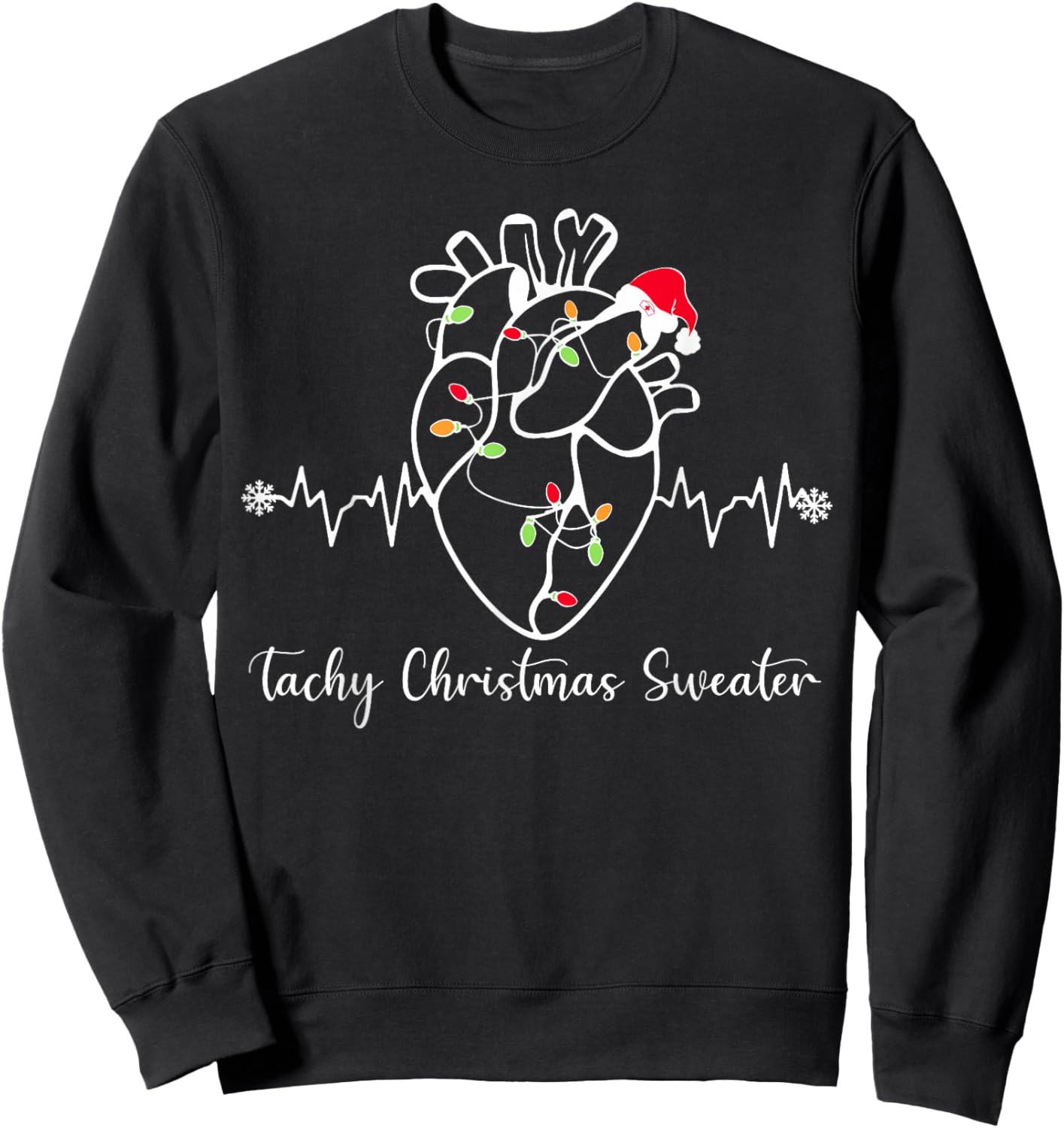 Tachy Christmas Sweater Anatomy Heart Cardiac Nurse Xmas Sweatshirt - Sweatshirt | Black