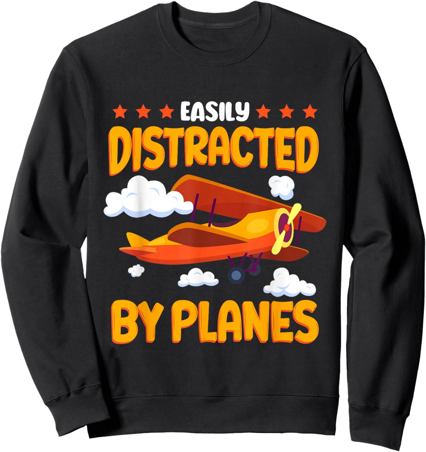Airplane Lover Easily Distracted By Planes Kids Sweatshirt - Sweatshirt | Black