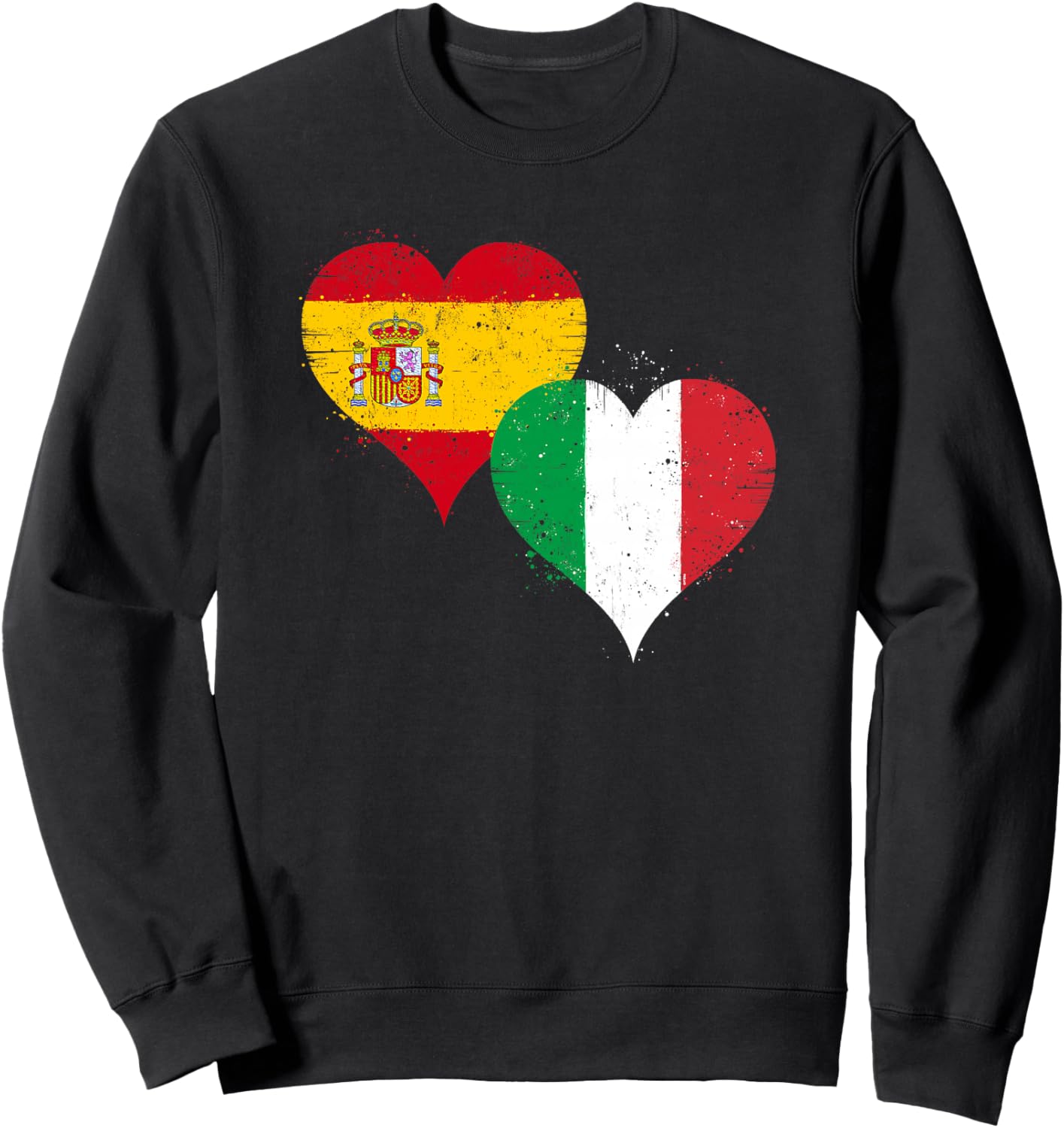 Espagne Italie Drapeau Génial du Fier Fan Italien Espagnol Haut de Gamme Sweatshirt - Sweatshirt | Black