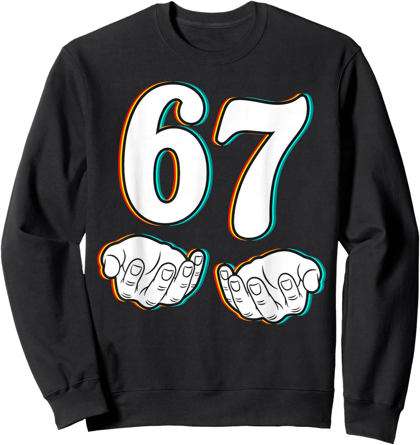 67 Funny Meme Number Six Seven Teen Student Teacher Matching Sweatshirt - Sweatshirt | Black