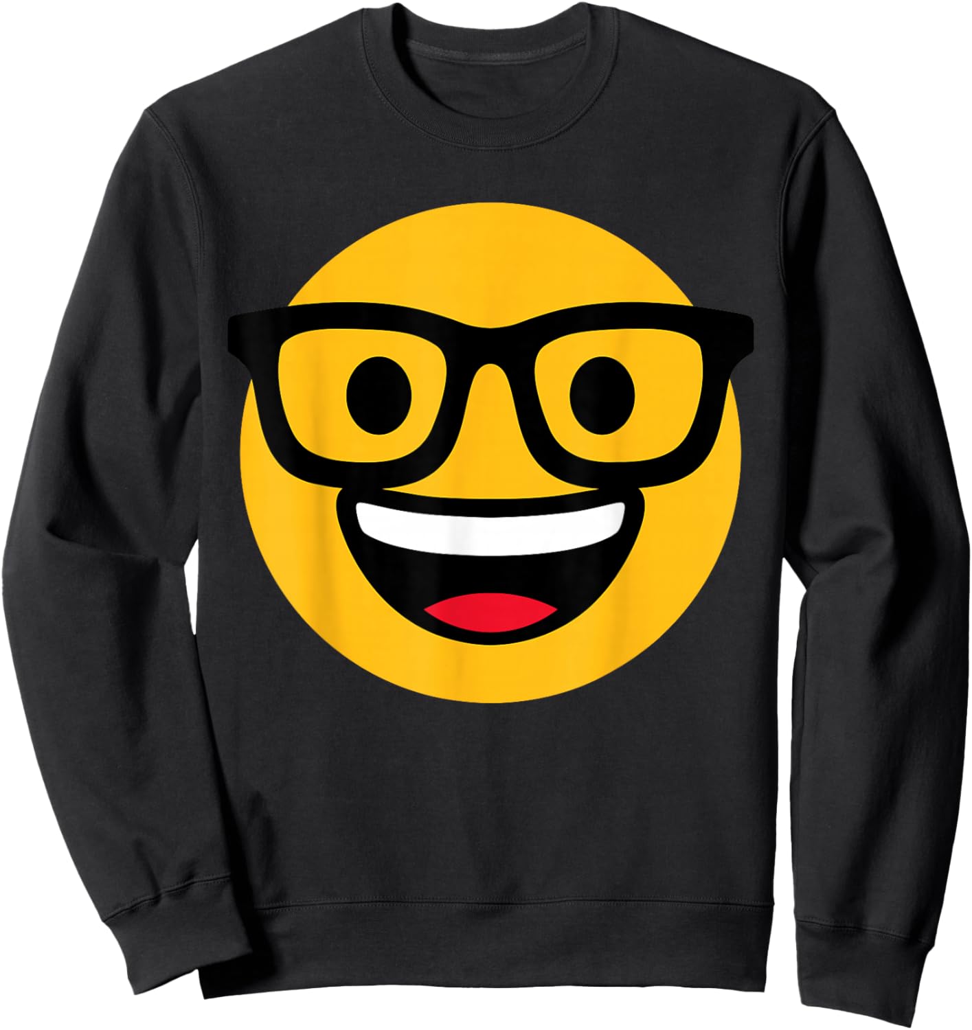 Funny Emoticon Nerd Buckteeth Nerdy Face with Glasses Sweatshirt - Sweatshirt | Black