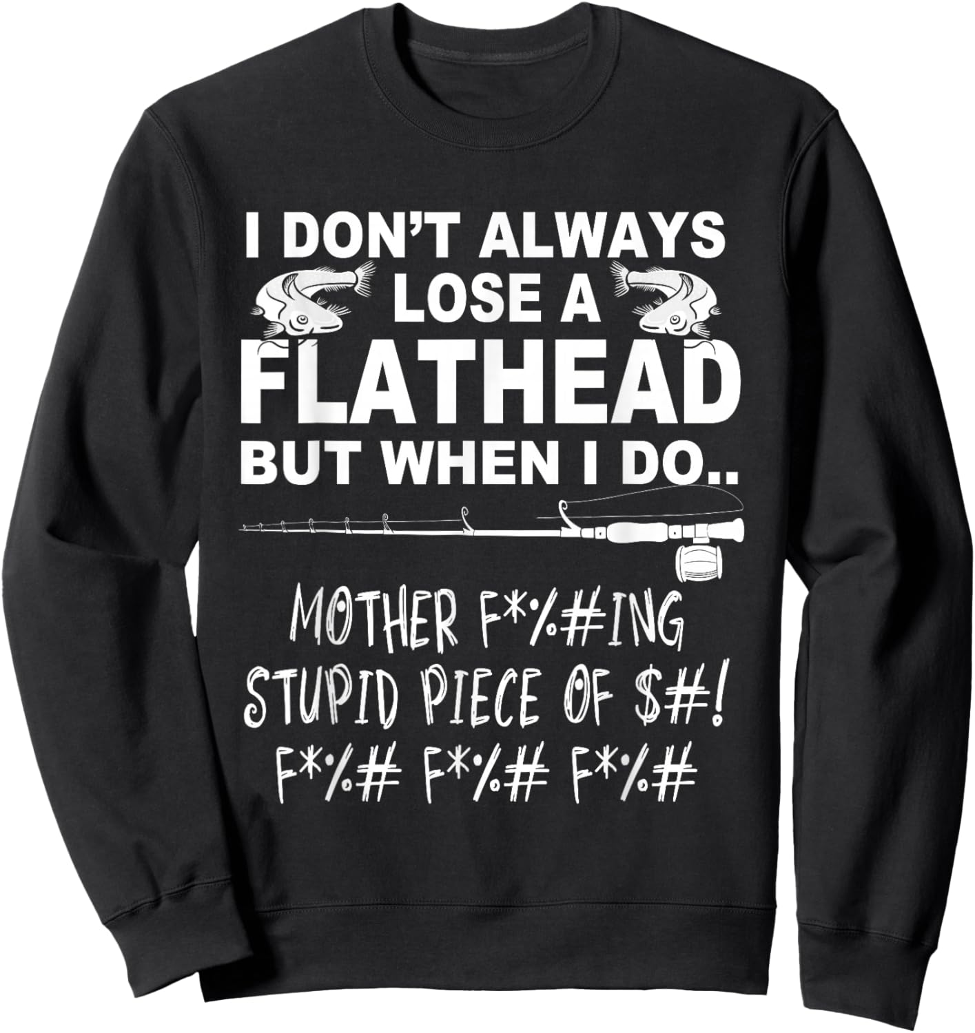 Flathead Catfish cat fishing Sweatshirt - Sweatshirt | Black