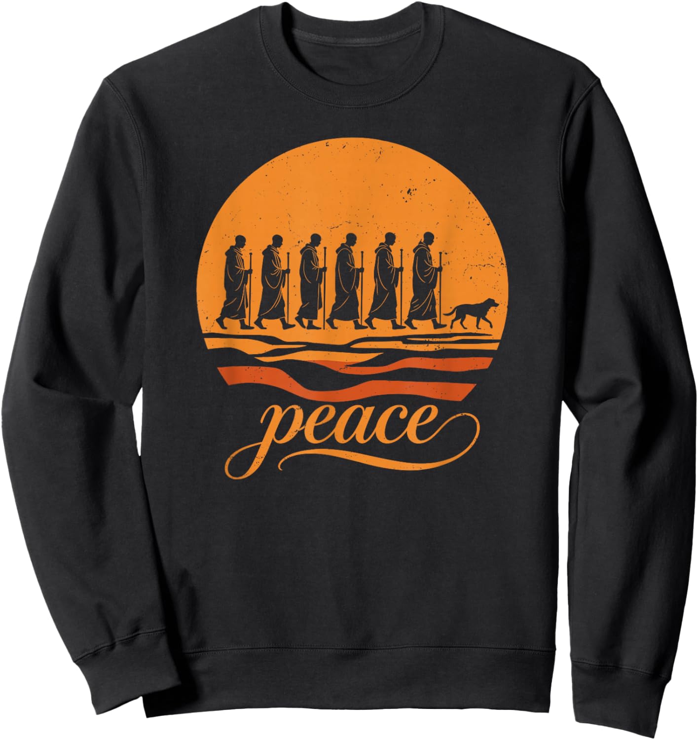 Walk for Peace Buddhist Monks Inspirational Journey Sweatshirt - Sweatshirt | Black