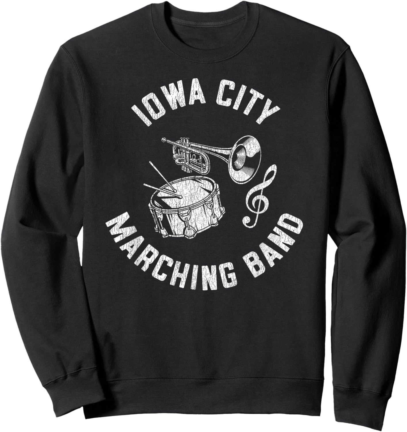 Iowa City Marching Band Vintage Classic Music Distressed Sweatshirt - Sweatshirt | Black