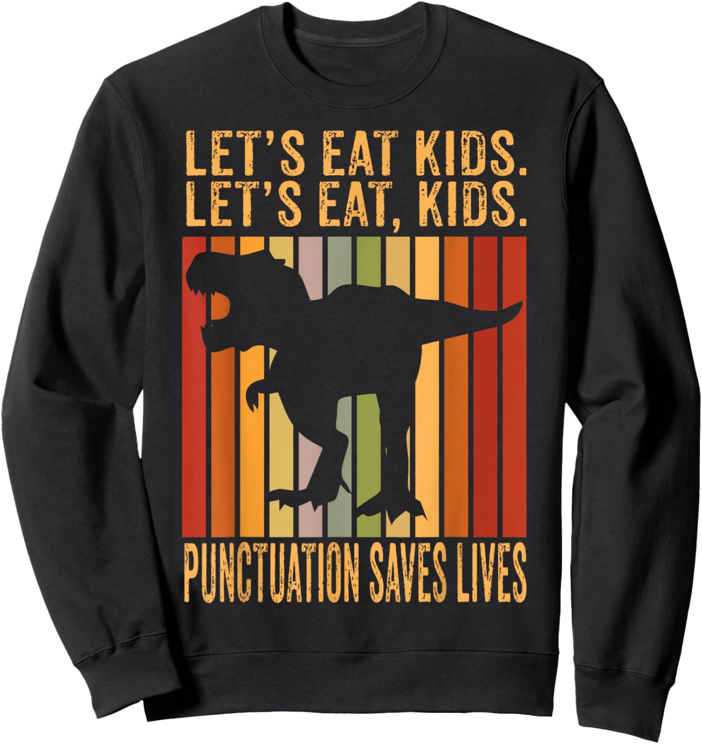 Trex Retro Grammar Linguistic English Teacher Sweatshirt - Sweatshirt | Black