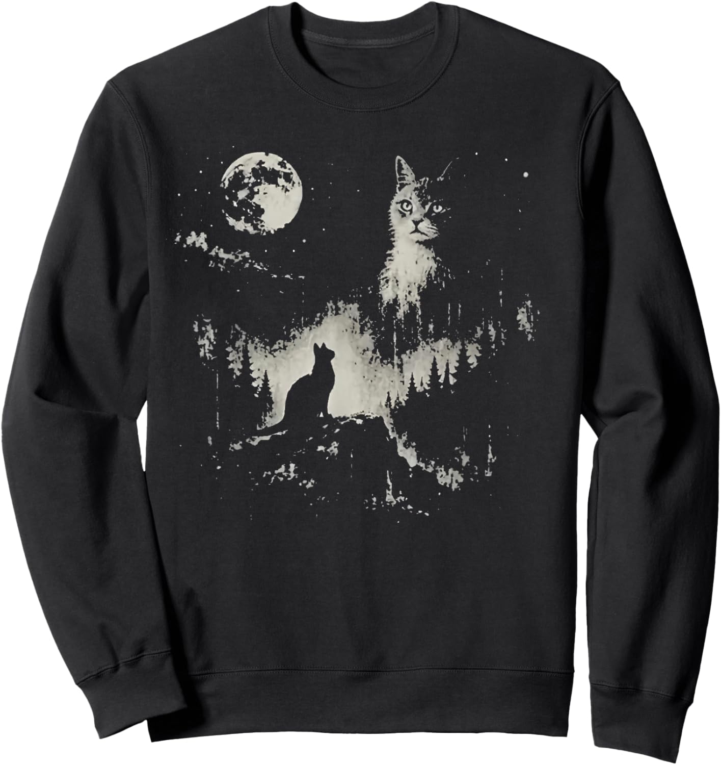 cat Howling at Moon Sweatshirt - Sweatshirt | Black