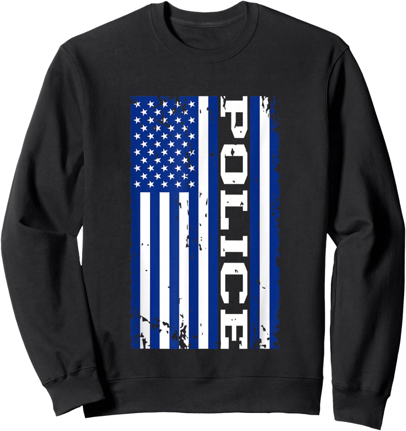 Police Officer USA American Flag Sweatshirt - Sweatshirt | Black