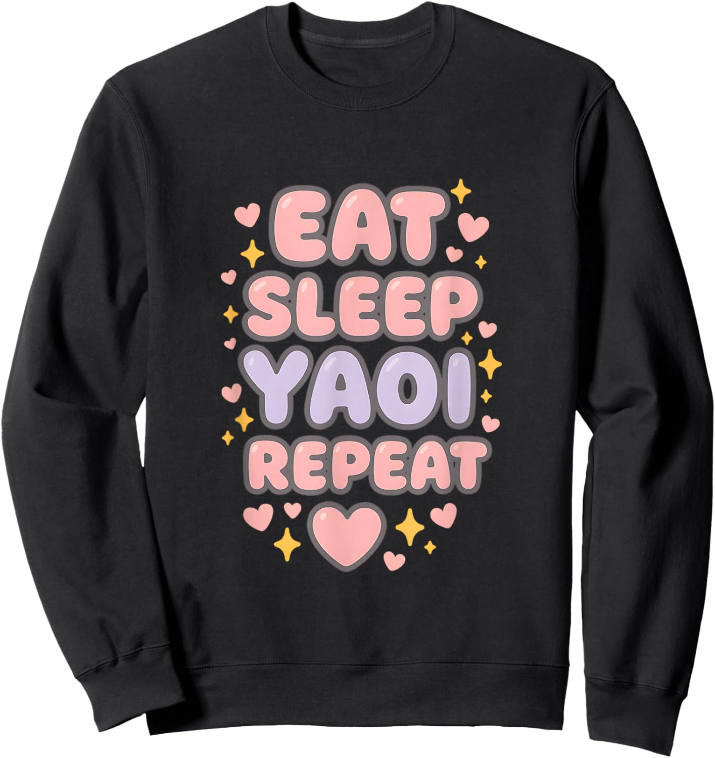 Boy's Love Manga Eat Sleep Yuri Yaoi Repeat Sweatshirt - Sweatshirt | Black