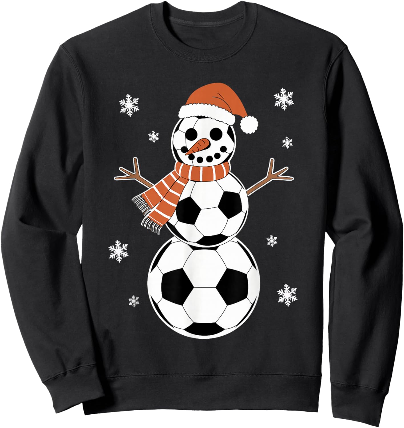 Funny Christmas Soccer Balls As Snowman Men Boys Kids Sweatshirt - Sweatshirt | Black