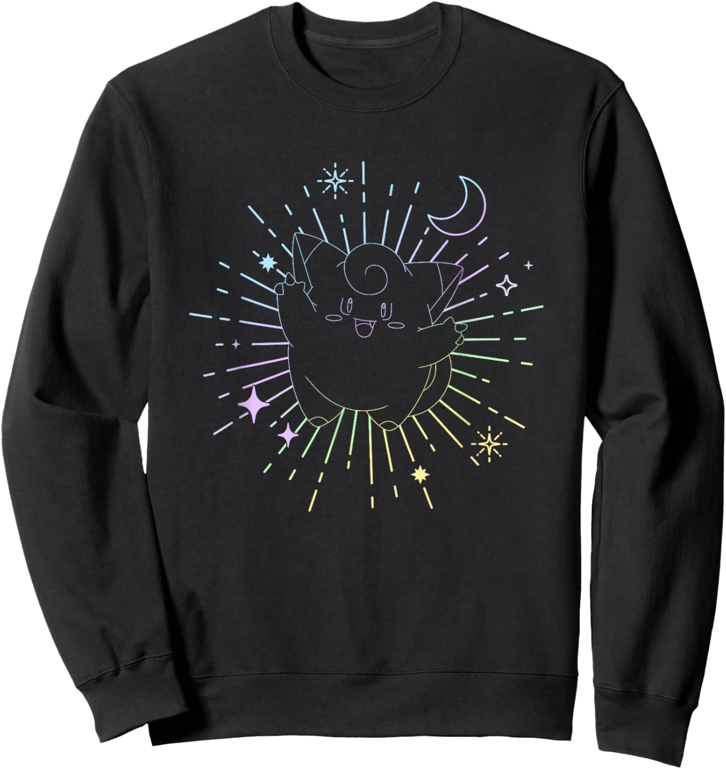 Pokémon Clefairy Metronome Outline Retro Stars Sweatshirt - Sweatshirt | Black