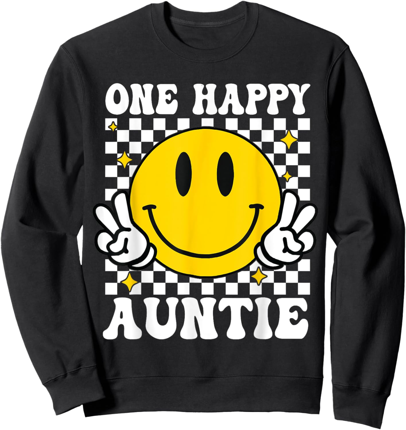 One Happy Dude Auntie happy face 1st Birthday Family Sweatshirt - Sweatshirt | Black