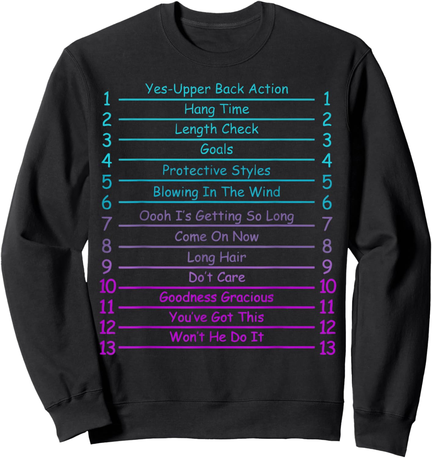 Track Your Long Natural Hair Length Check Hair Growth Chart Sweatshirt - Sweatshirt | Black