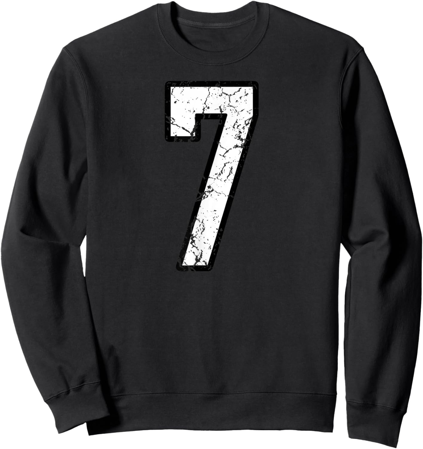 White and Black Sports Number 7 Jersey Uniform Player Sweatshirt - Sweatshirt | Black