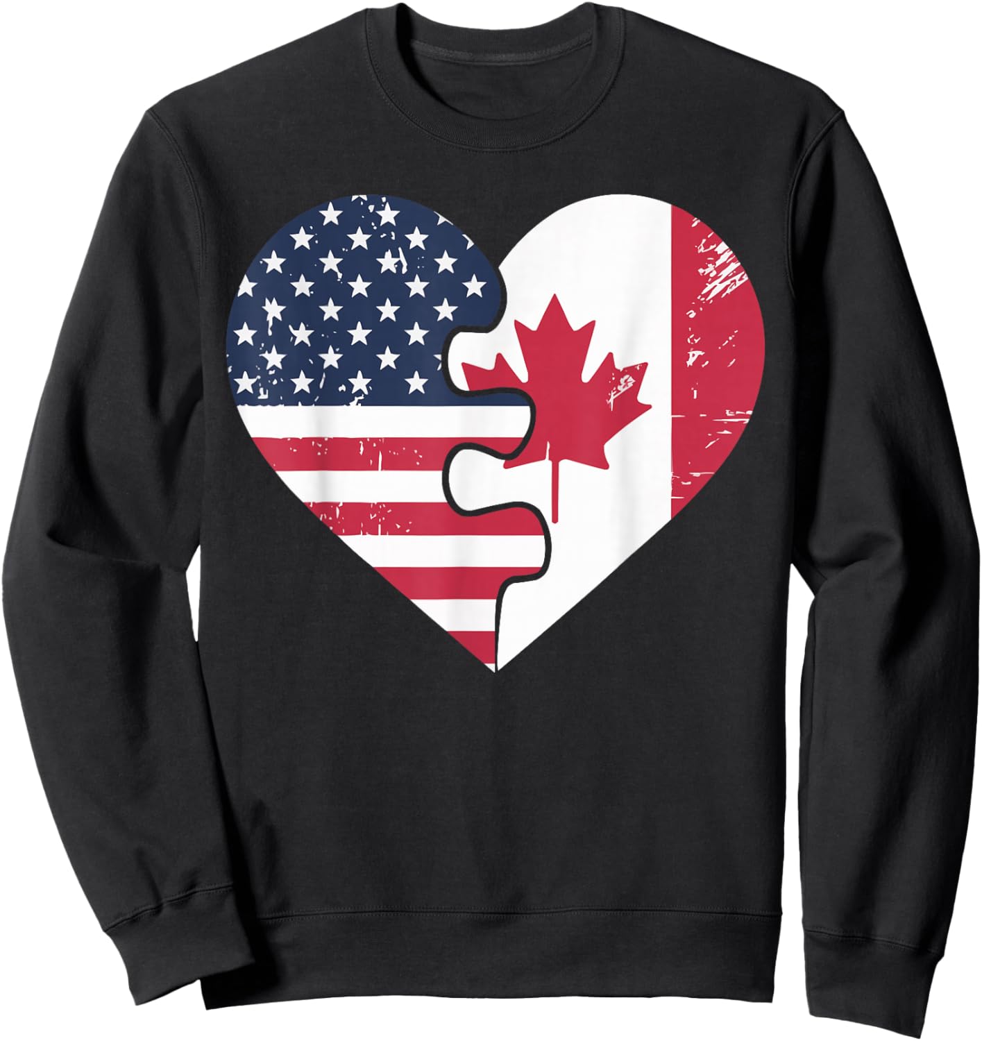 Half American Half Canadian USA Flag Canada America Sweatshirt - Sweatshirt | Black