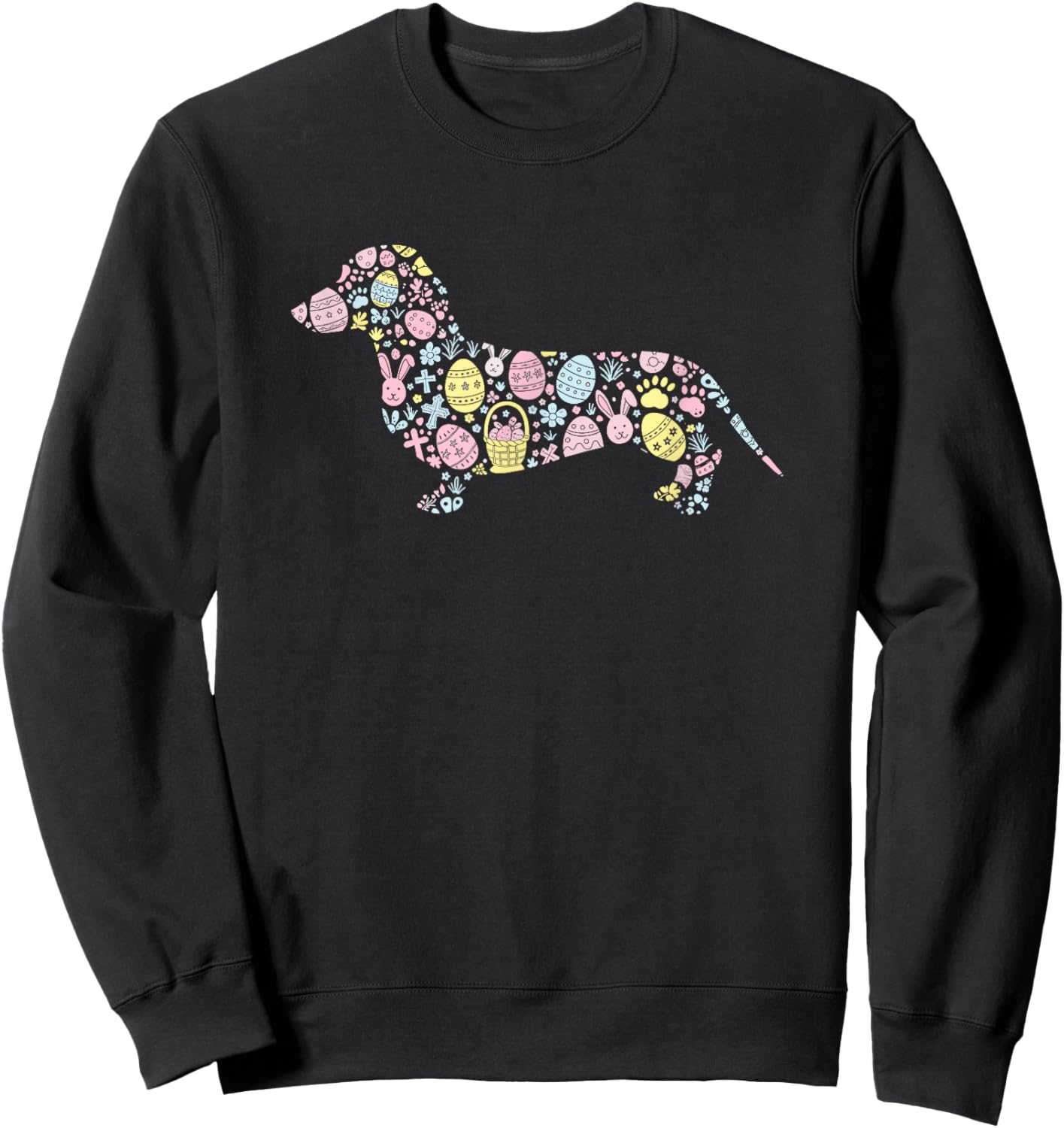 Dachshund Bunny Easter Egg Easter Day Kids Sweatshirt - Sweatshirt | Black