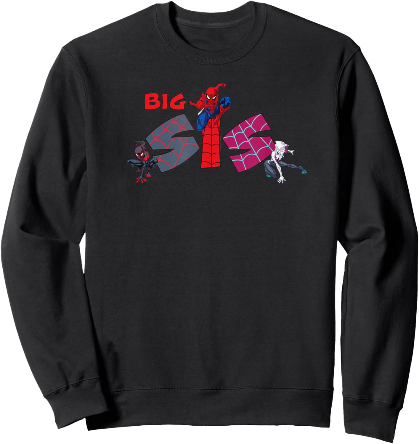 Marvel Spider-Man Trio Big Sis Sister Family Trip Matching Sweatshirt - Sweatshirt | Black
