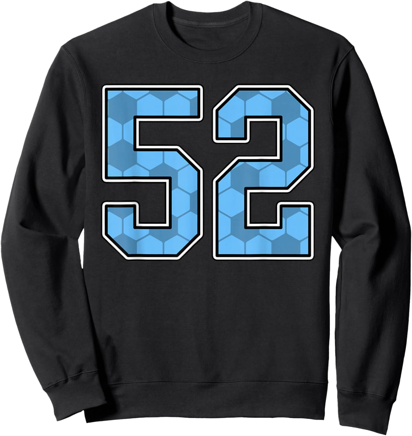 Blue Soccer Pattern Number 52 Jersey Player Uniform #52 Sweatshirt - Sweatshirt | Black