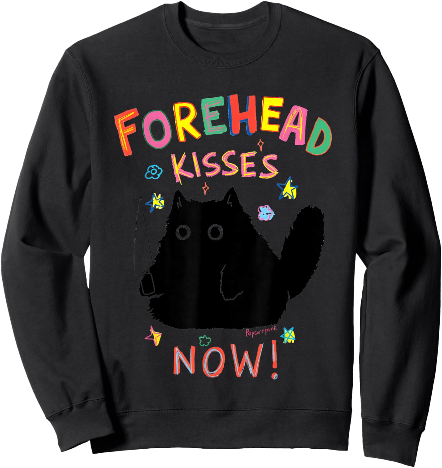 Black Cat Forehead Kisses Now Sweatshirt - Sweatshirt | Black