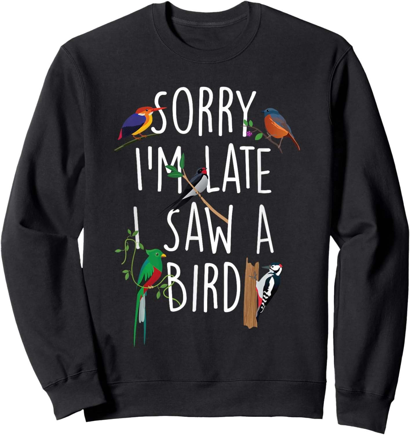 Sorry I'm Late I Saw A Bird - Bird Watching Bird Watcher Sweatshirt - Sweatshirt | Black