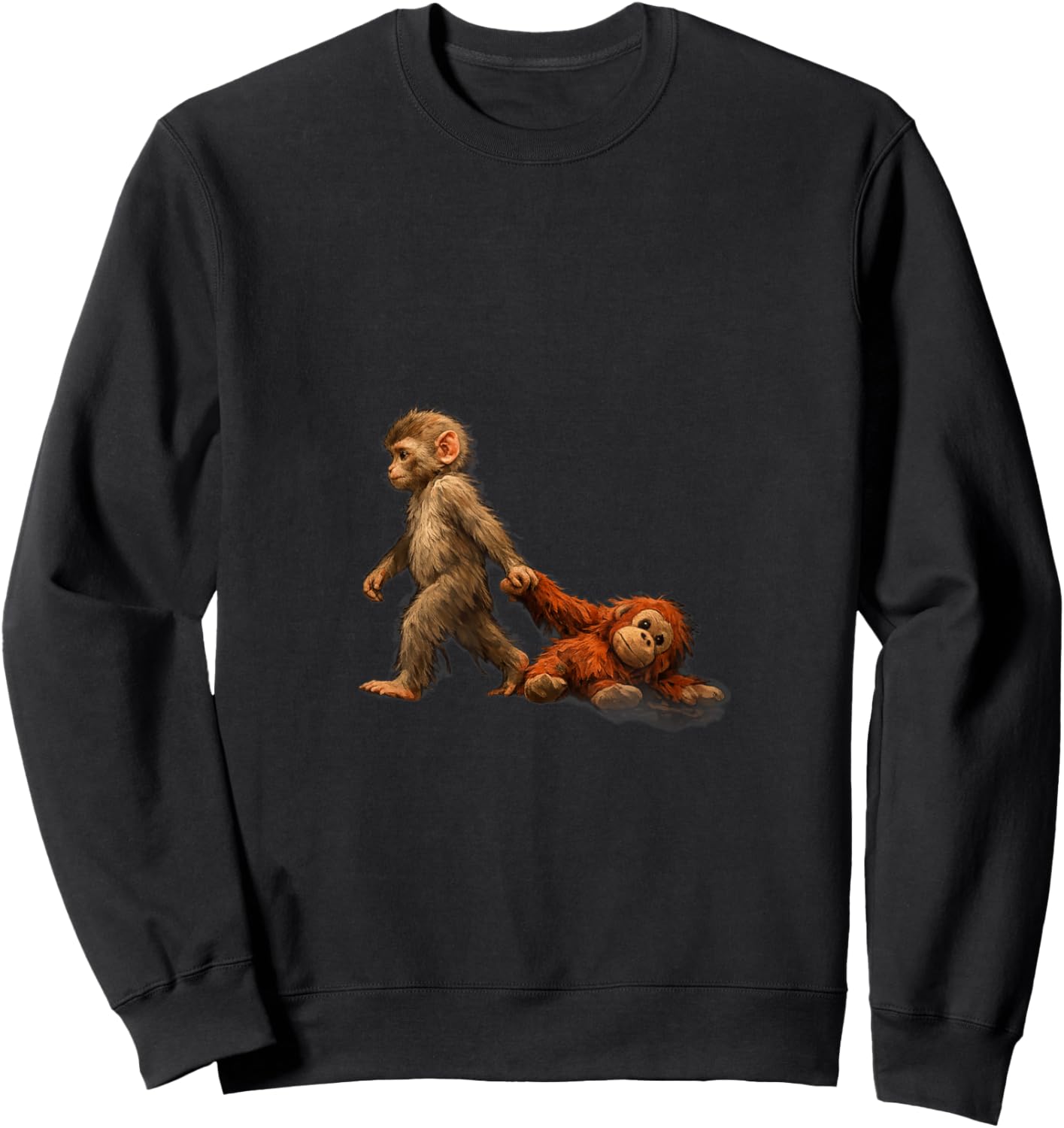 Punch The Monkey & Plush Toy - Viral Macaque Sensation Sweatshirt - Sweatshirt | Black