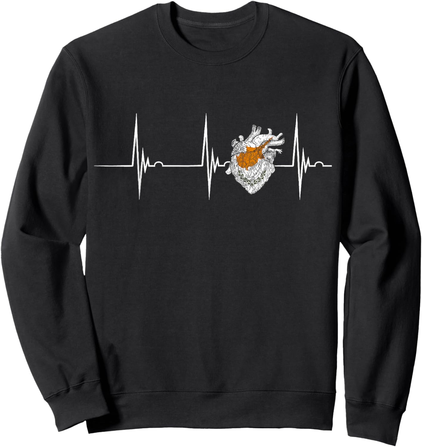 Cyprus Heart Heartbeat EKG Pulse Cypriot Roots Cypriot Flag Sweatshirt - Sweatshirt | Black