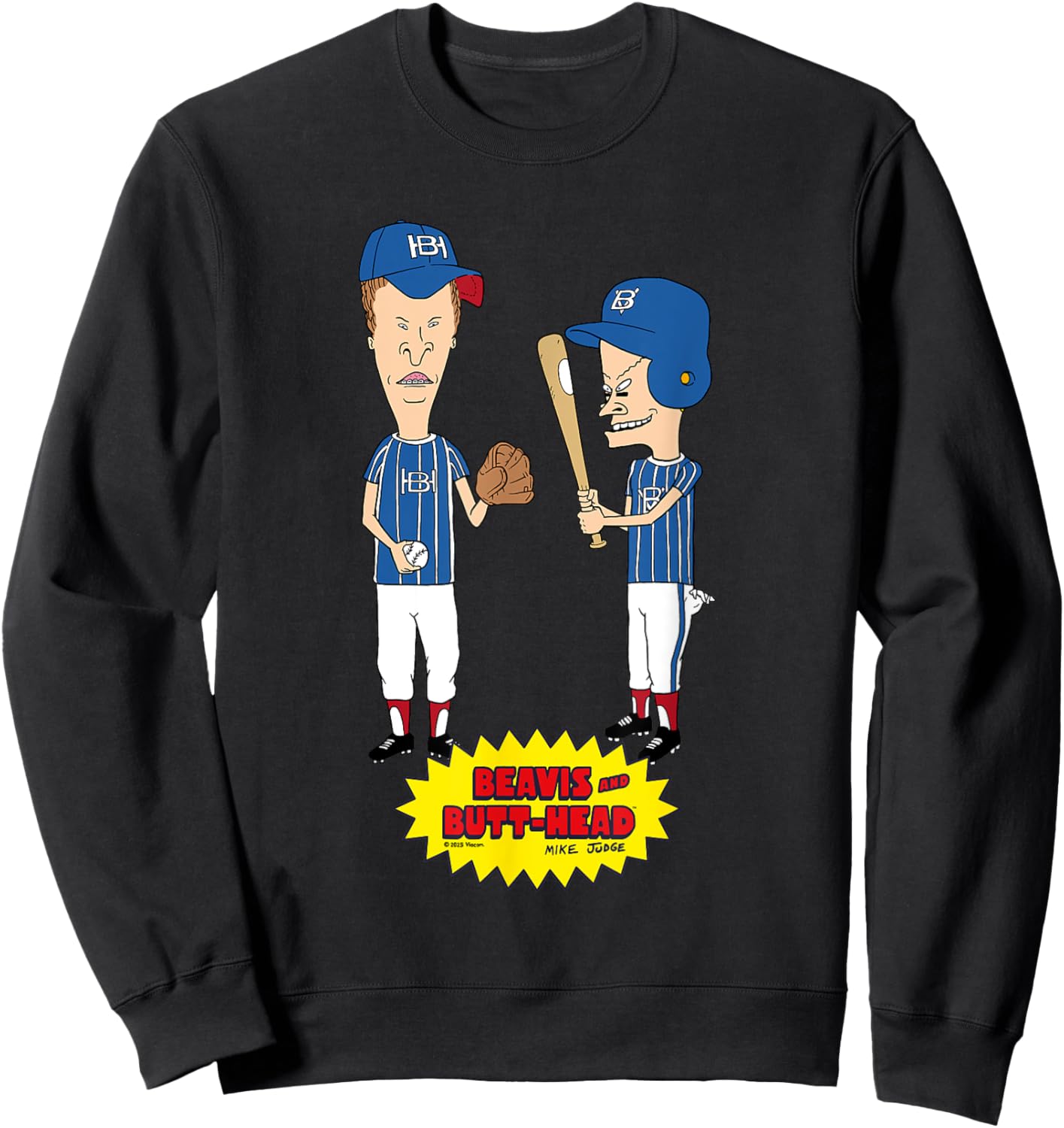 Beavis & Butt-Head Playing Baseball Sports Sweatshirt - Sweatshirt | Black