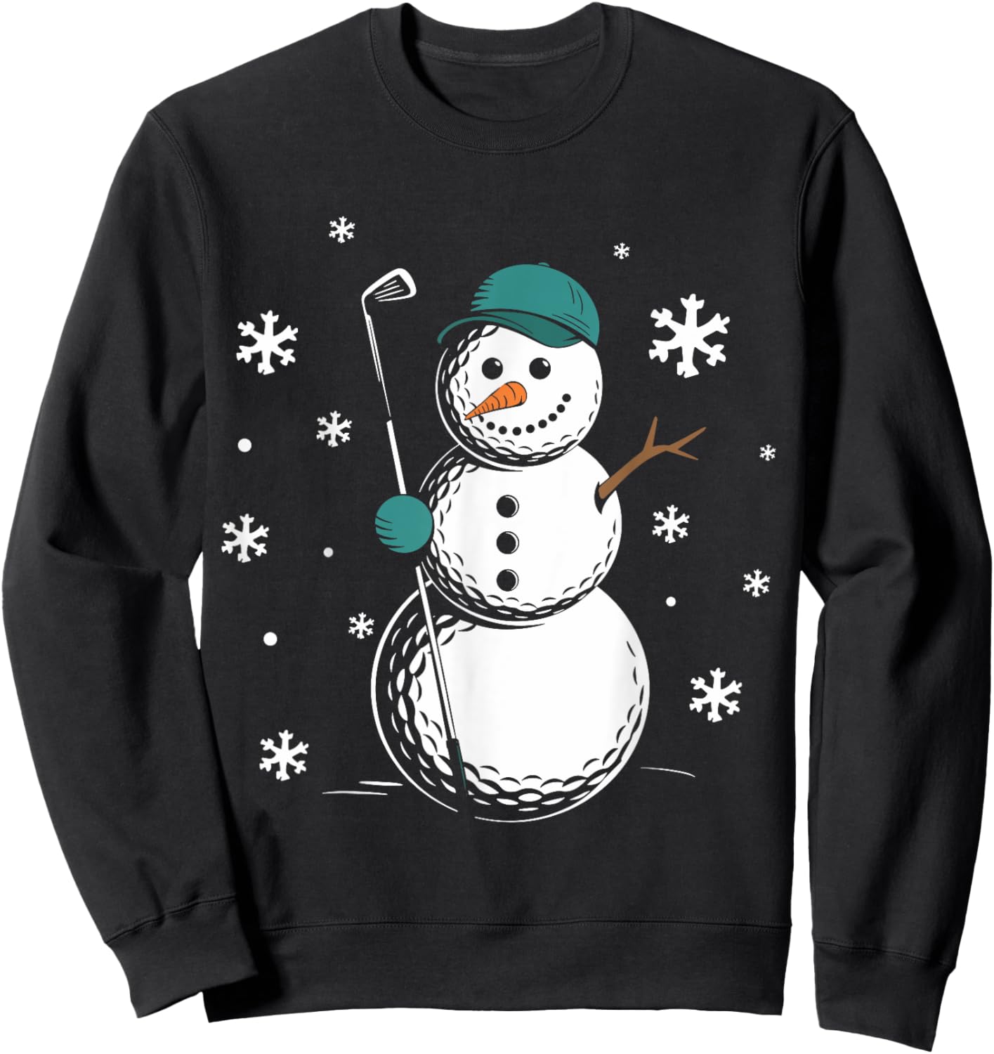 Funny Golfing Snowman Balls Snow Winter Holiday For Golfers Sweatshirt - Sweatshirt | Black