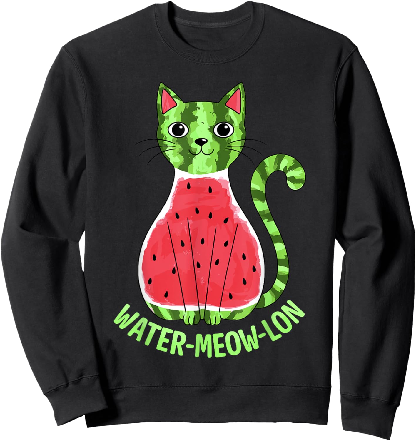 Cute Watermelon Print Women Kids Watermelon Fruit Sweatshirt - Sweatshirt | Black