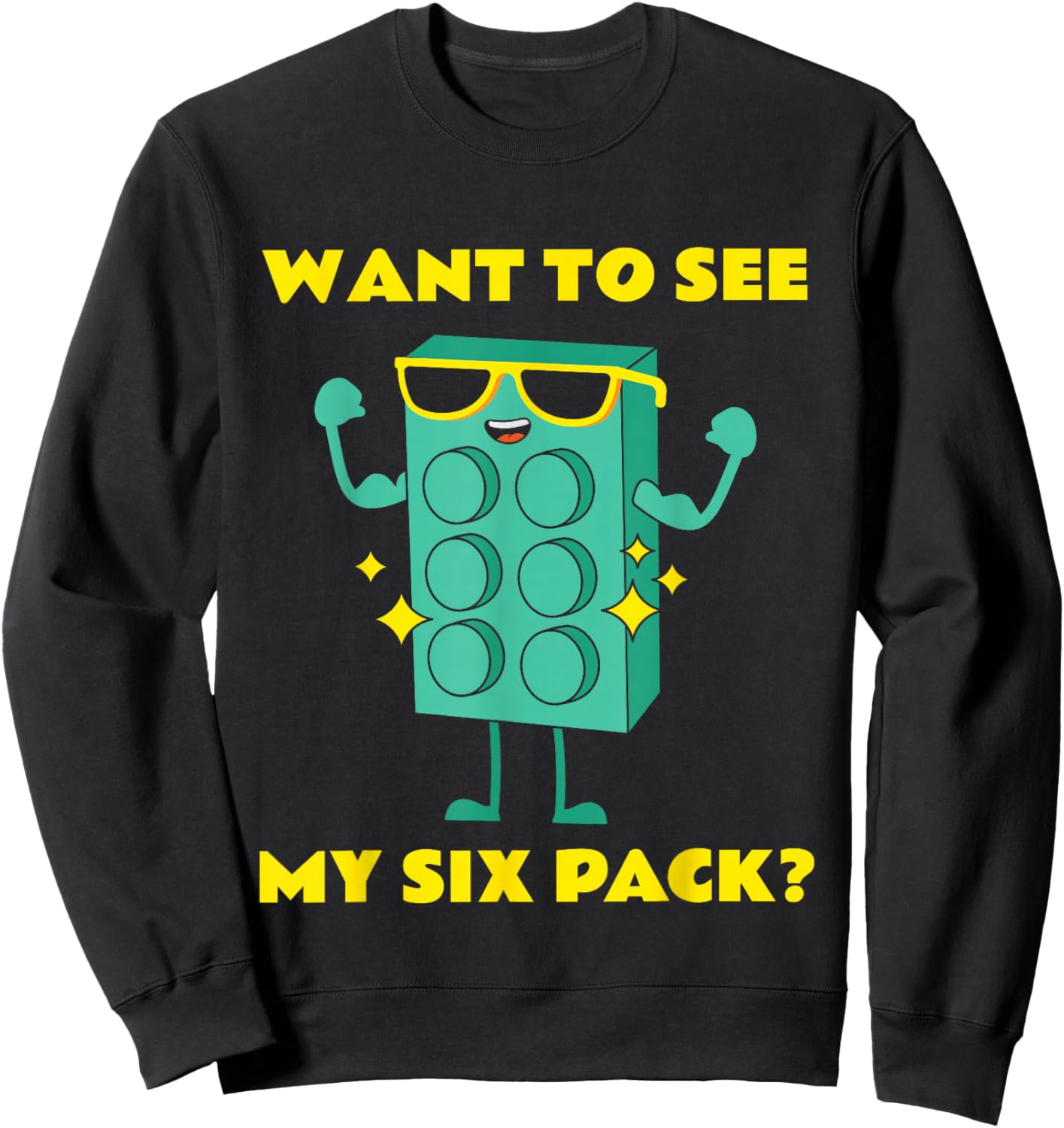 Funny Six Pack Bricks Lover Master Builder Gift Sweatshirt - Sweatshirt | Black