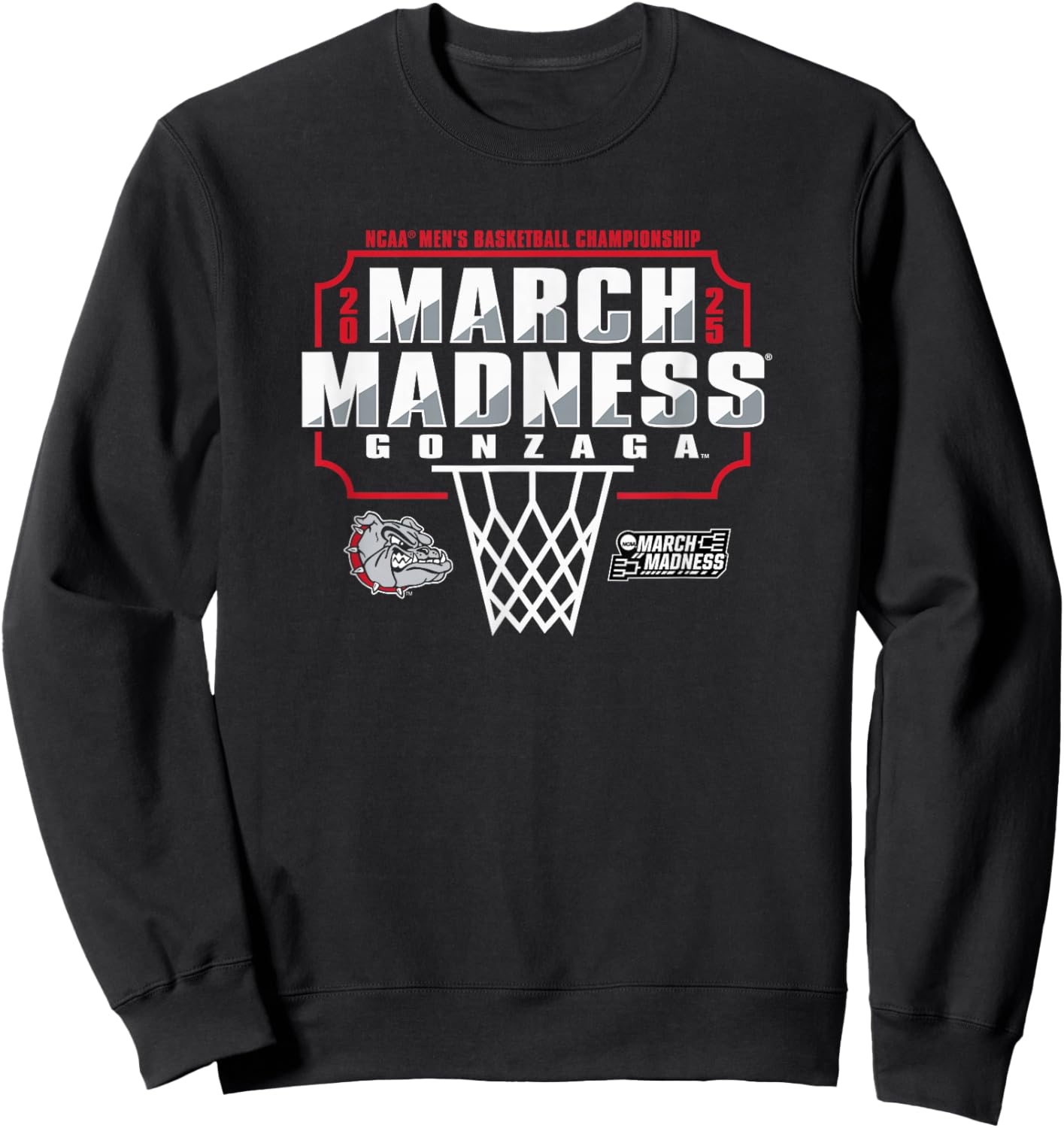 Gonzaga Bulldogs March Madness 2025 Men's Basketball Sweatshirt - Sweatshirt | Black