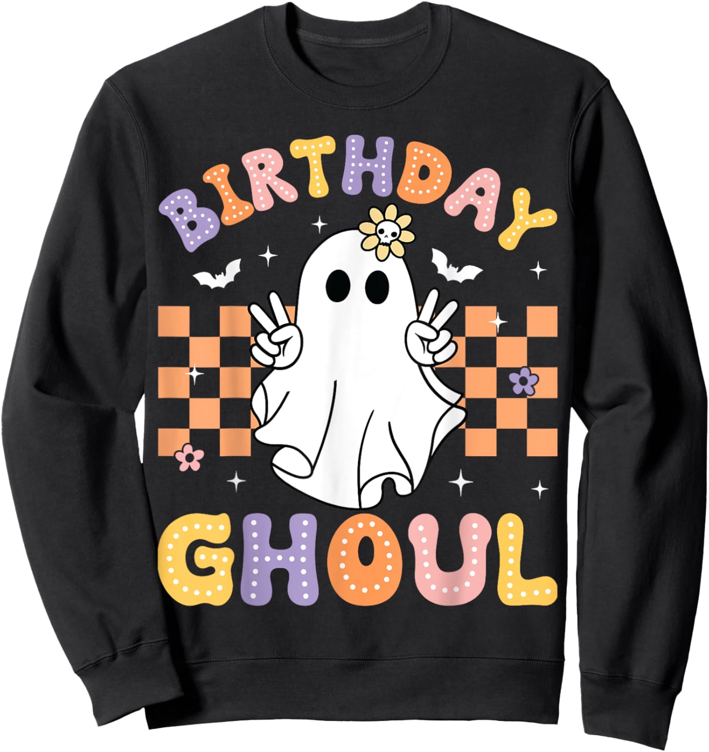 Birthday Ghoul Ghost Groovy Funny Halloween Birthday Party Sweatshirt - Sweatshirt | Black