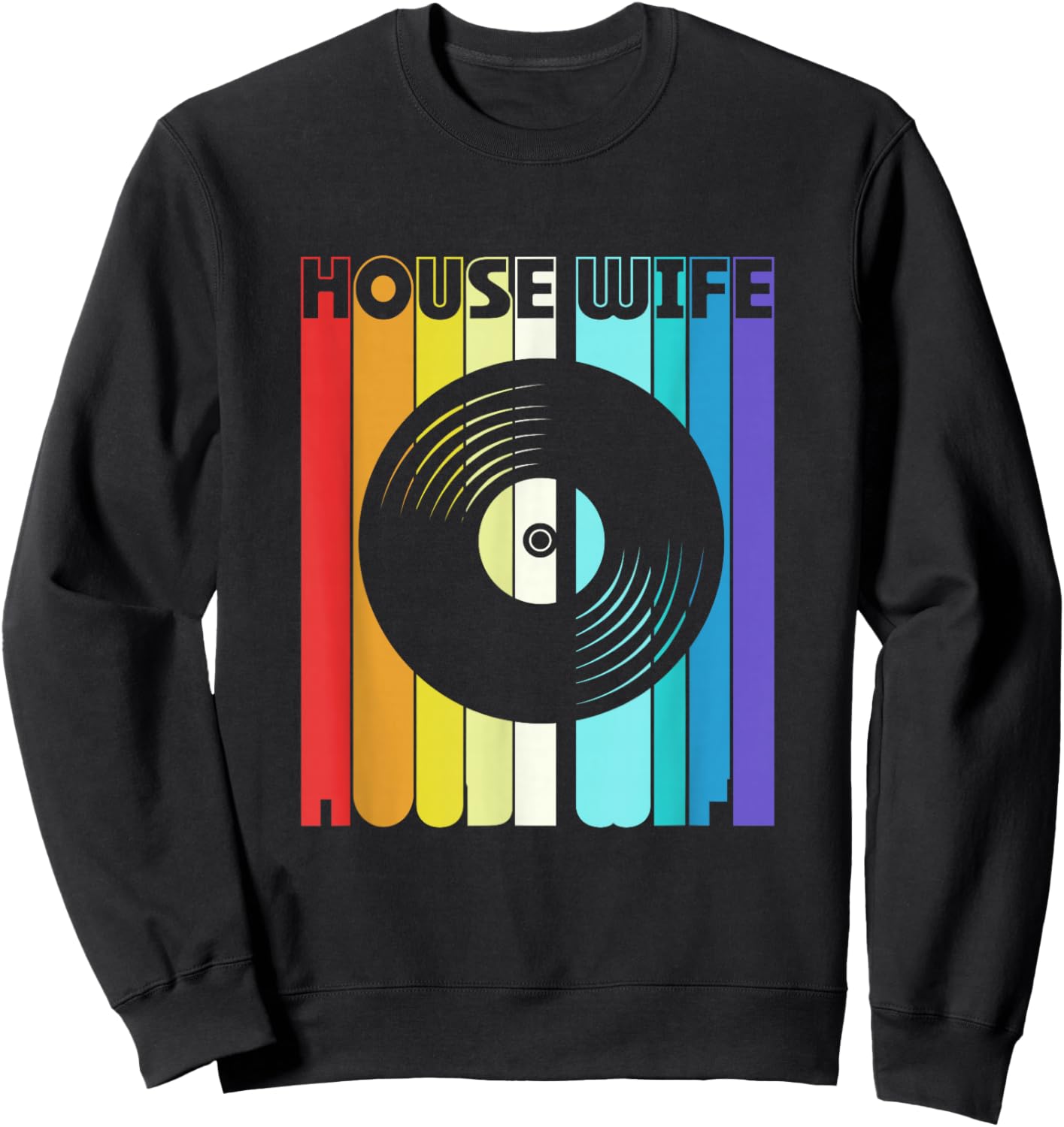 Retro Vintage House Wife Edm Dj House Music Sweatshirt - Sweatshirt | Black