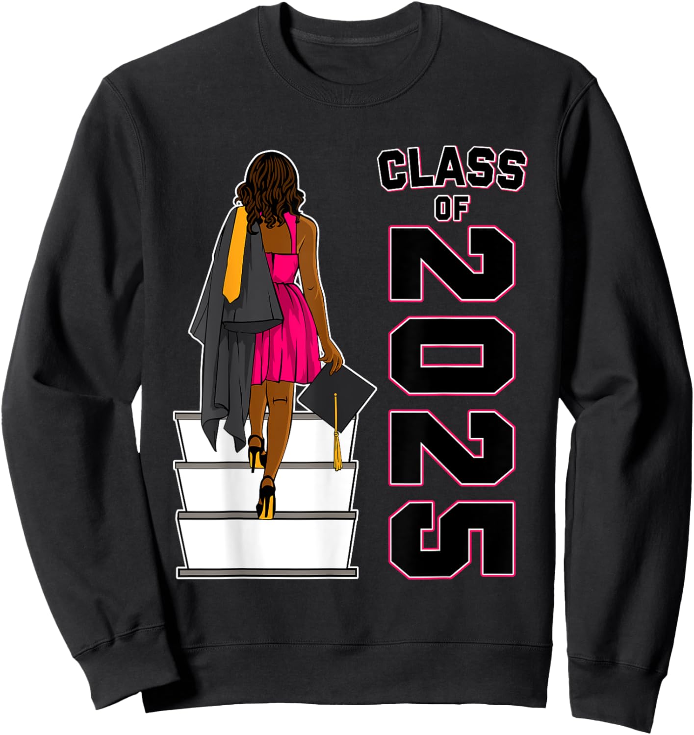 African American Afro Black Girl Graduation Class Of 2025 Sweatshirt - Sweatshirt | Black