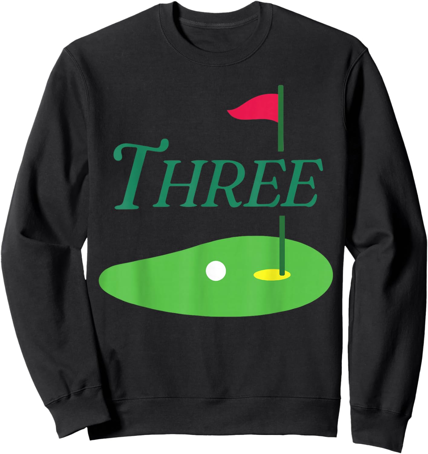Three Par 3 Year Old Birthday 3rd Bday Matching Family Sweatshirt - Sweatshirt | Black