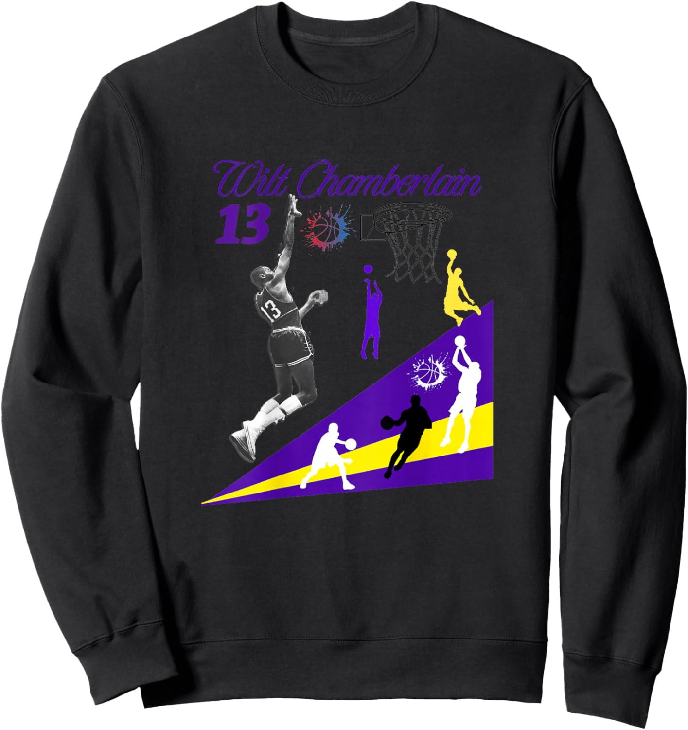 Wilt Chamberlain_NBA_001_Back Printed Sweatshirt - Sweatshirt | Black