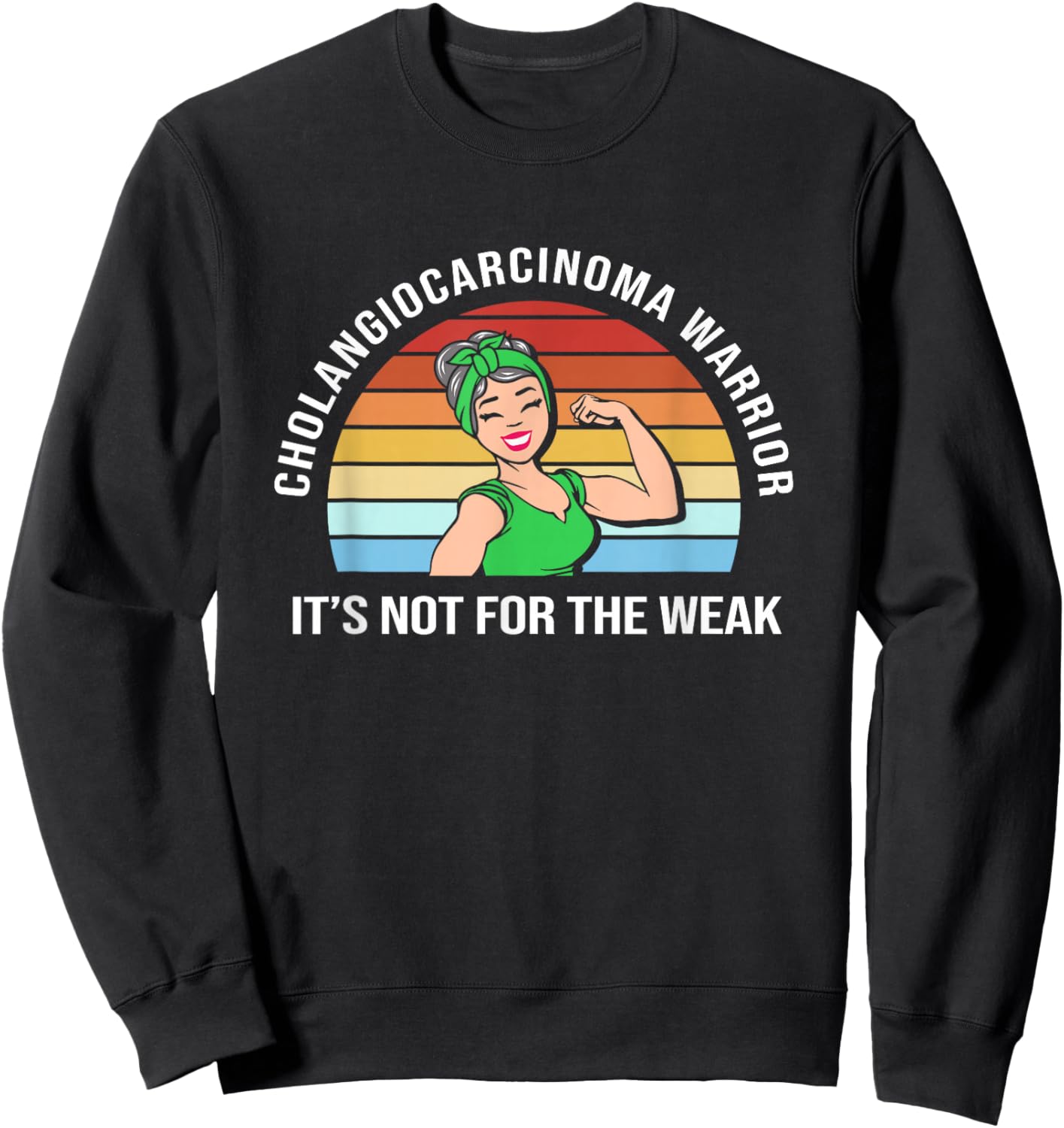Retro Strong Woman Cholangiocarcinoma Warrior Sweatshirt - Sweatshirt | Black