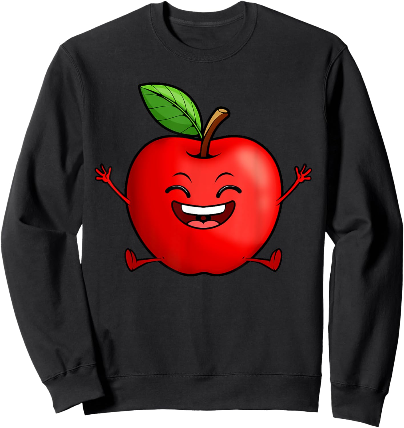 Cute Red Apple Design Women Kids Red Apple Lovers Sweatshirt - Sweatshirt | Black