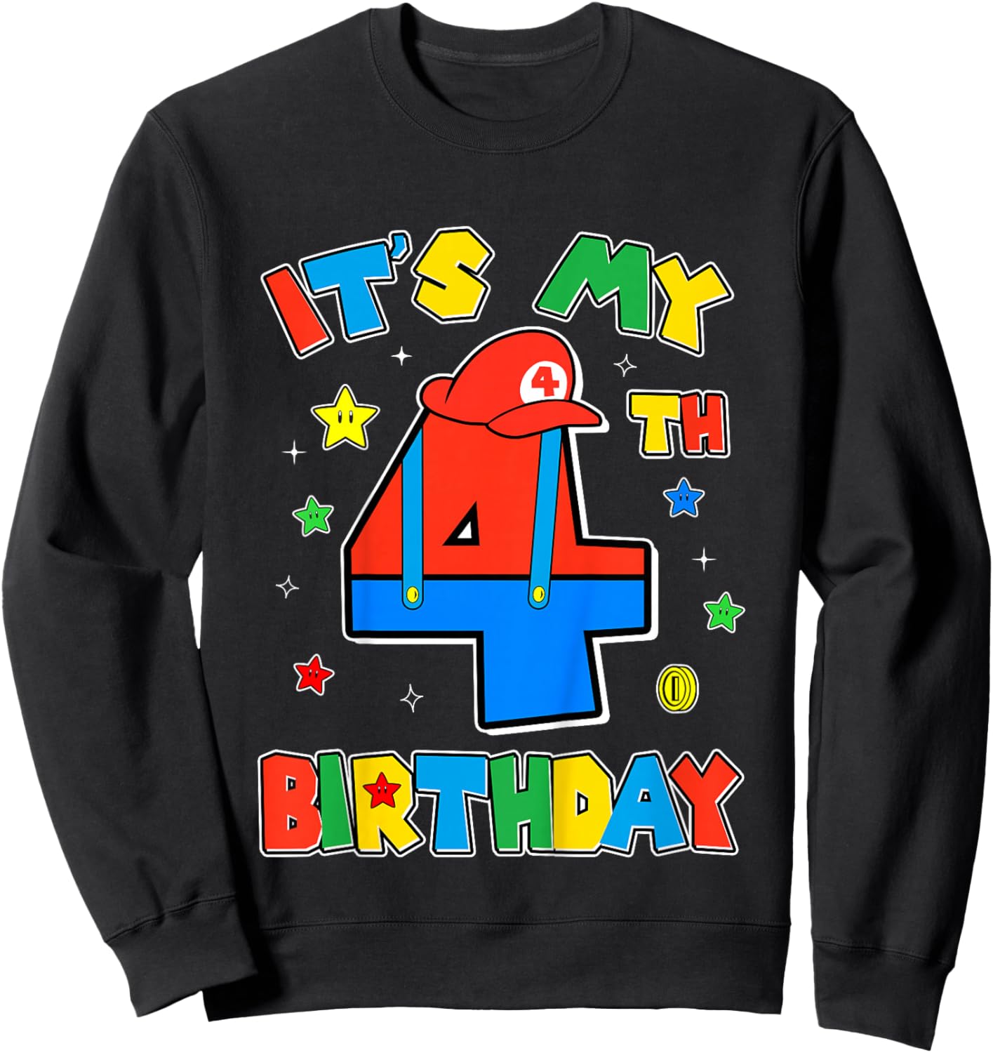 Kids 4th Birthday Boy Super Gamer Gaming Theme B-day Party Boys Sweatshirt - Sweatshirt | Black