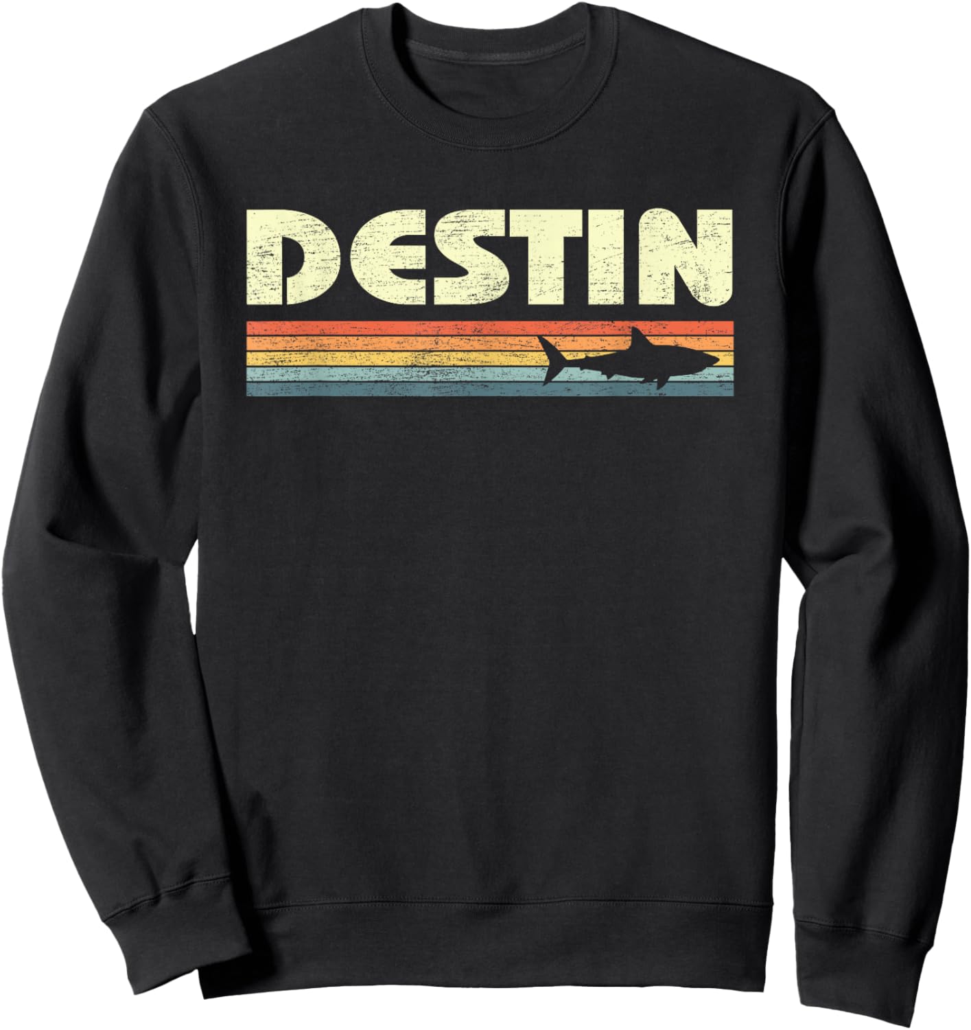 Destin Florida Vintage Shark Souvenir Sweatshirt - Sweatshirt | Black