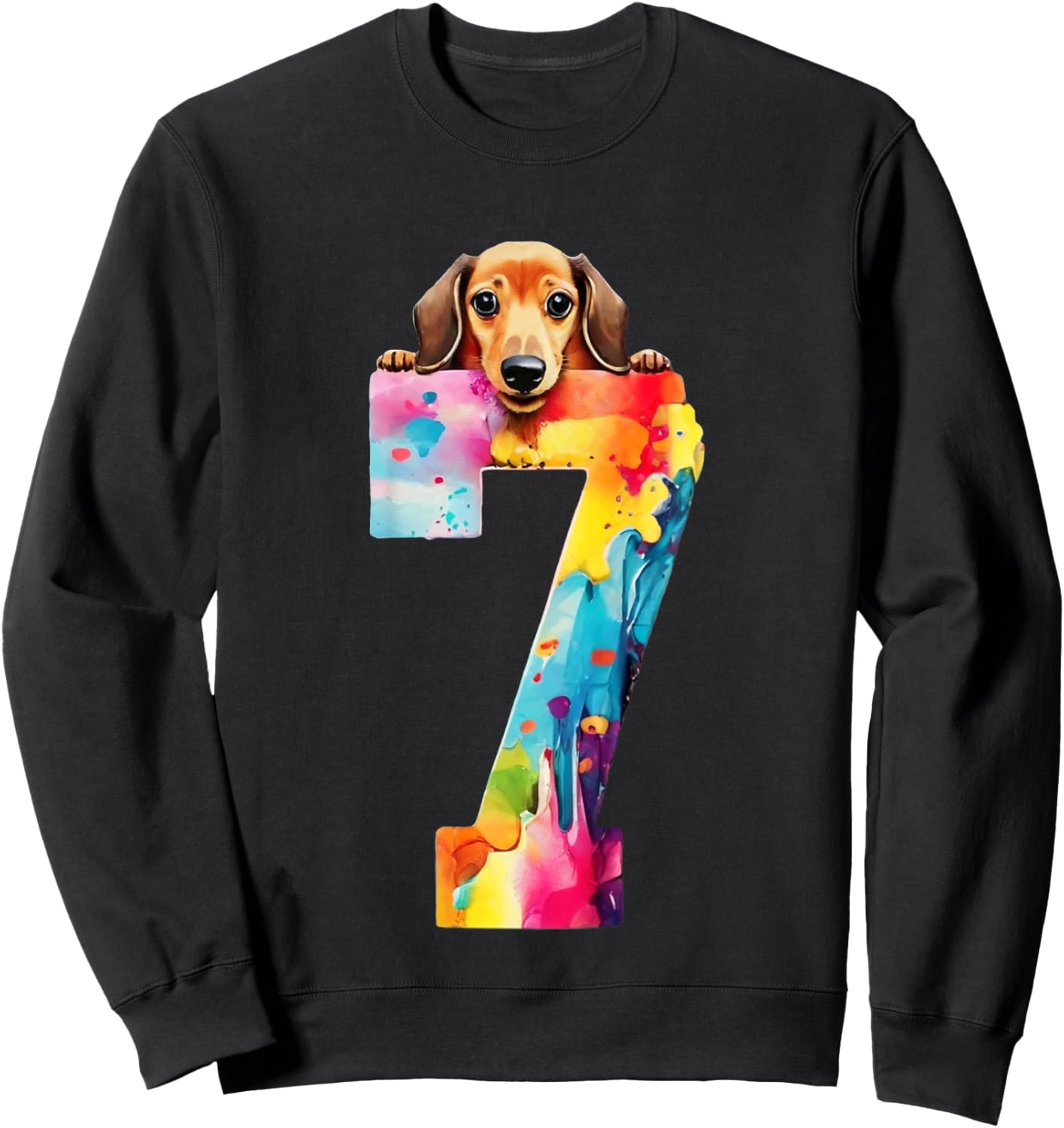 DOG 7 YEARS DACHSHUND BIRTHDAY for Kids Sweatshirt - Sweatshirt | Black